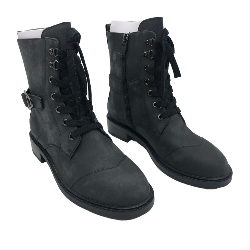 Aerosoles Womens Amie Leather Combat Boots Black Size 7.5 M New